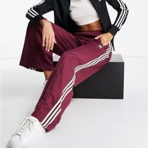 Adidas Originals Women's burgundy Classics Track Pants wide leg